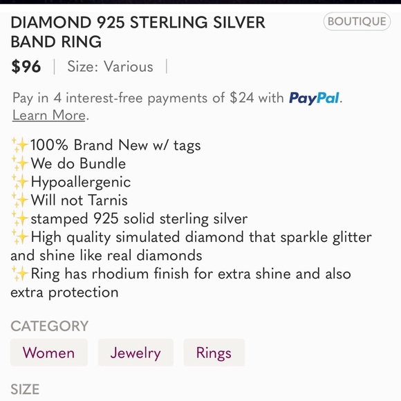 Wide 925 sterling silver & CZ eternity band ring size 7.5-7.75 - Picture 9 of 11